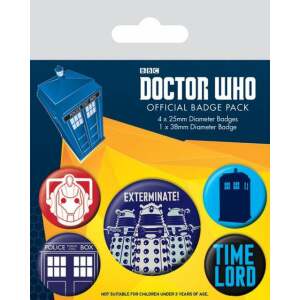 Pack 5 Chapas Exterminate Doctor Who - Collector4u.com