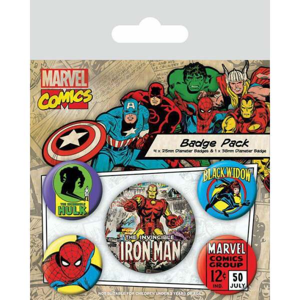 Pack 5 Chapas Iron Man Marvel Comics - Collector4U.com