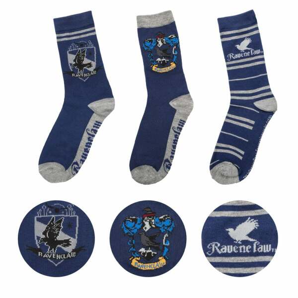 Pack de 3 Pares de calcetines Ravenclaw Harry Potter - Collector4u.com