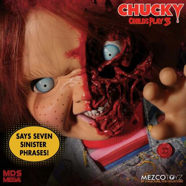 Chucky el muñeco diabólico 3 Parlante Designer Series Pizza Face 38 cm Mezco - Collector4U.com