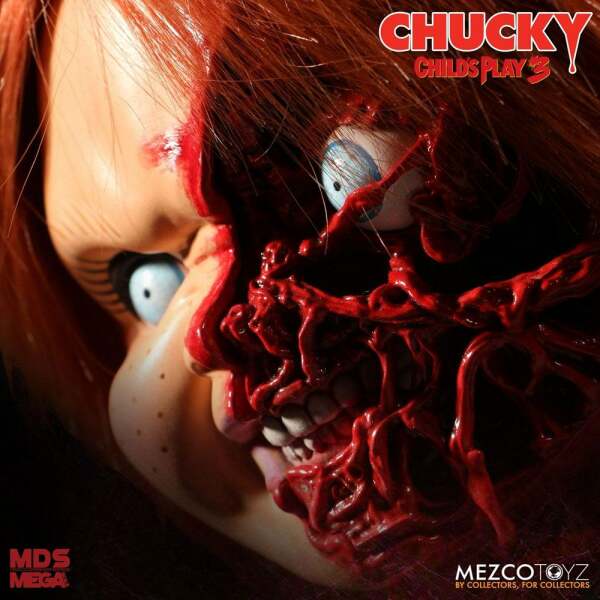 Chucky el muñeco diabólico 3 Parlante Designer Series Pizza Face 38 cm Mezco - Collector4U.com