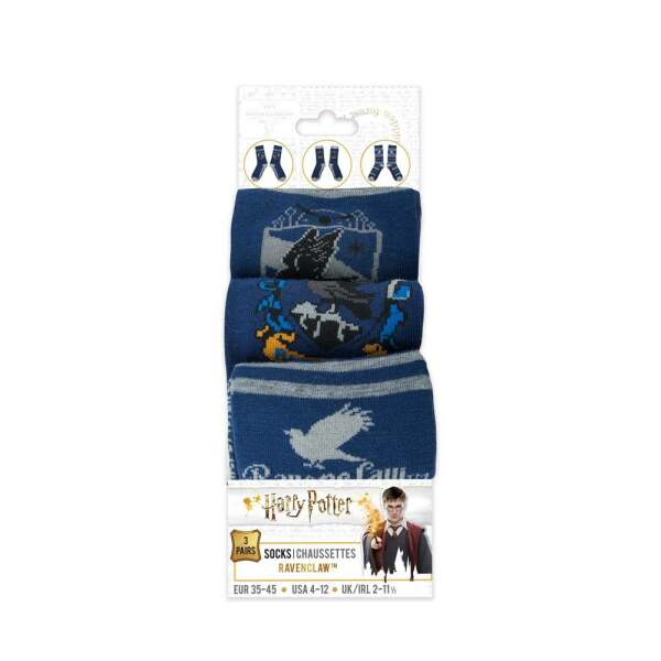 Pack de 3 Pares de calcetines Ravenclaw Harry Potter - Collector4u.com