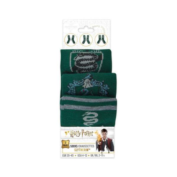 Pack de 3 Pares de calcetines Slytherin Harry Potter - Collector4u.com