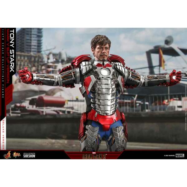 Figura Tony Stark Mark V Suit Up Version Deluxe Iron Man 2 Movie Masterpiece 1/6 Hot Toys 31cm