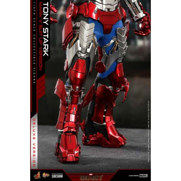 Figura Tony Stark Mark V Suit Up Version Deluxe Iron Man 2 Movie Masterpiece 1/6 Hot Toys 31cm