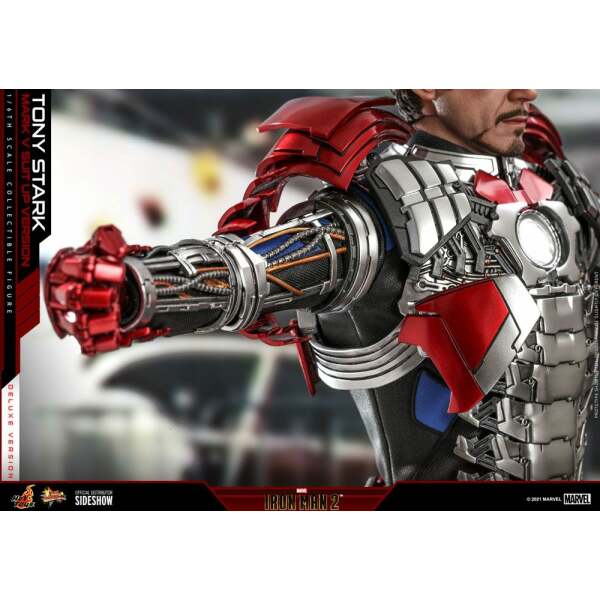 Figura Tony Stark Mark V Suit Up Version Deluxe Iron Man 2 Movie Masterpiece 1/6 Hot Toys 31cm