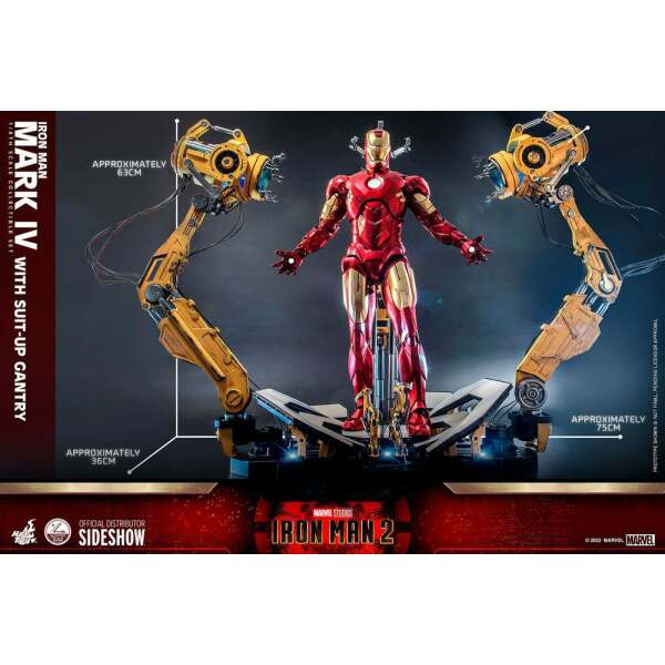 Figura Iron Man Mark IV Iron Man 2 1/4 with Suit-Up Gantry 49 cm Hot Toys - Collector4U.com