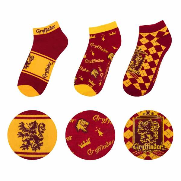 Pack de 3 Pares de calcetines tobilleros Gryffindor Harry Potter Cinereplicas - Collector4U.com