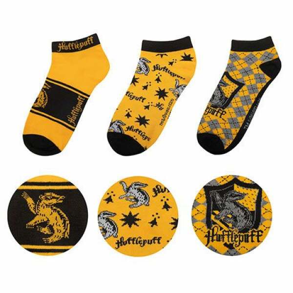 Pack de 3 Pares de calcetines tobilleros Hufflepuff Harry Potter Cinereplicas - Collector4U.com