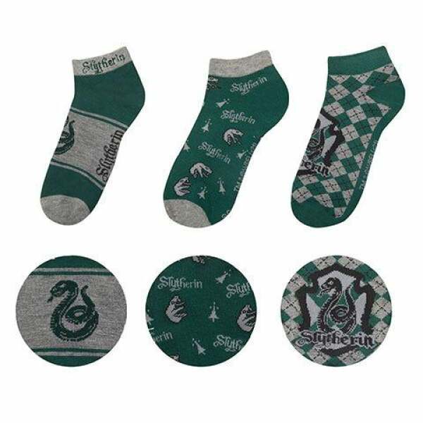 Pack de 3 Pares de calcetines tobilleros Slytherin Harry Potter Cinereplicas - Collector4U.com