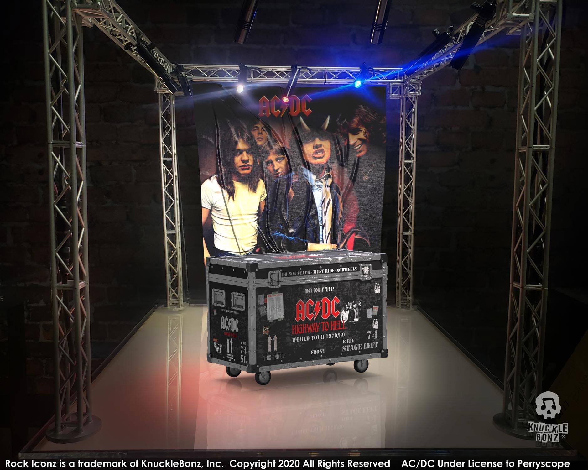 AC/DC Estatua Rock Ikonz On Tour Road Case & Telón de fondo del escenario