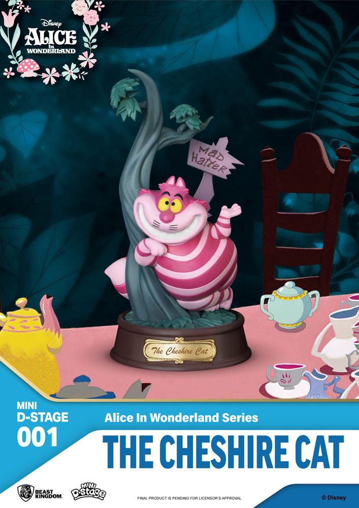 Mini Diorama Stage The Cheshire Cat Estatua Alicia en el País de las Maravillas PVC 10cm Beast Kingdom