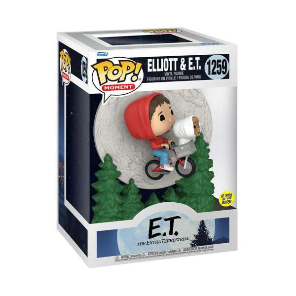 Funko Elliot and ET Flying E.T. El Extraterrestre POP! Moment Vinyl Figura (GITD) 9 cm - Collector4U.com