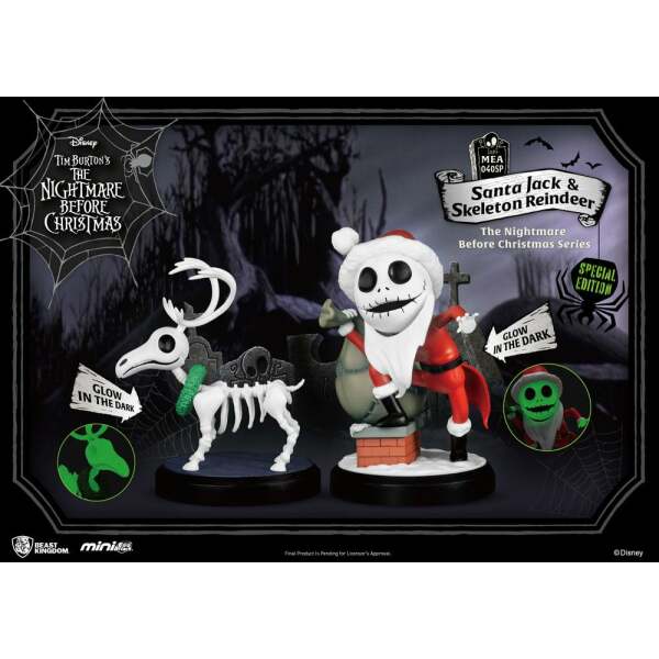 Pack De 2 Figuras Mini Egg Attack Santa Jack Skeleton Reindeer Pesadilla Antes De Navidad 8 Cm