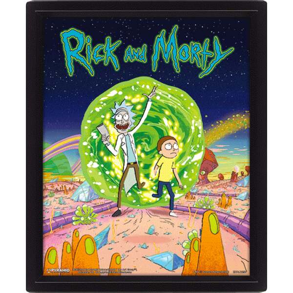 Rick Y Morty Set De 5 Posteres Efecto 3d Enmarcado Portal 26 X 20 Cm 3