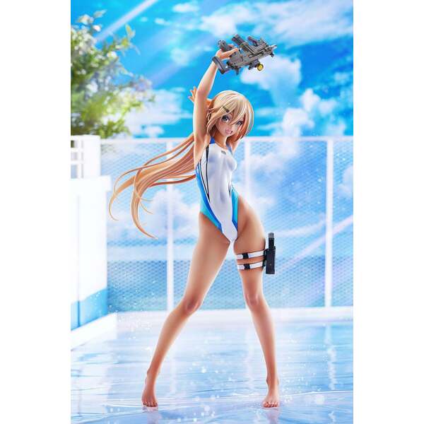 Estatua Kouhai chan of the Swim Club Blue Line Swimsuit Ver Arms Note PVC 1/7 29 cm