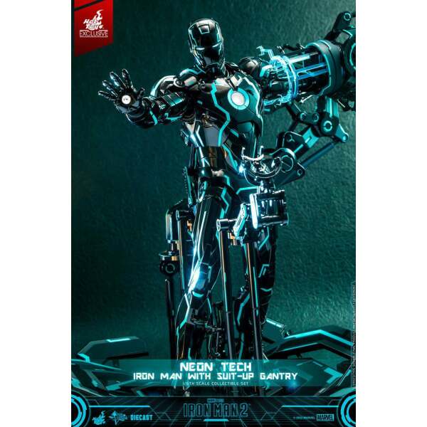 Figura 1/6 Neon Tech Iron Man with Suit-Up Gantry Iron Man 2 32 cm - Collector4u.com