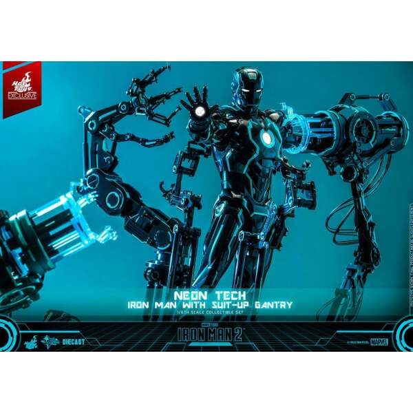 Figura 1/6 Neon Tech Iron Man with Suit-Up Gantry Iron Man 2 32 cm - Collector4u.com