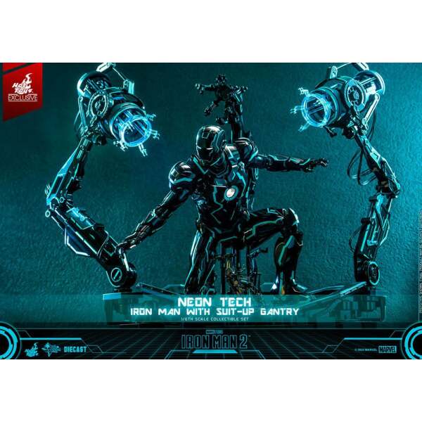 Figura 1/6 Neon Tech Iron Man with Suit-Up Gantry Iron Man 2 32 cm - Collector4u.com