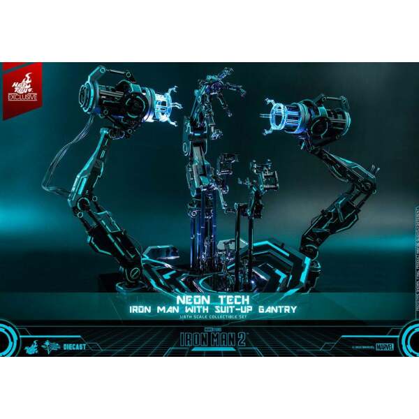 Figura 1/6 Neon Tech Iron Man with Suit-Up Gantry Iron Man 2 32 cm - Collector4u.com