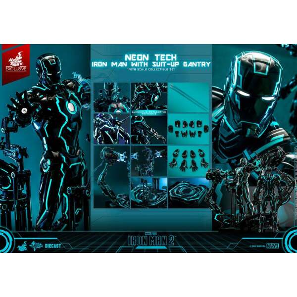 Figura 1/6 Neon Tech Iron Man with Suit-Up Gantry Iron Man 2 32 cm - Collector4u.com