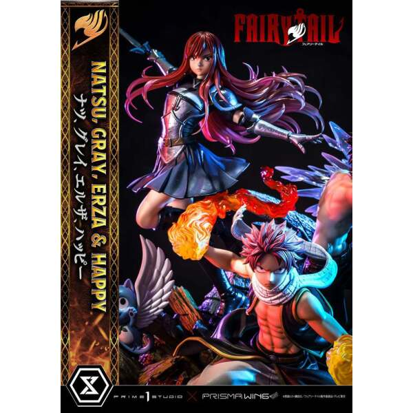 Estatua Natsu Gray Erza Happy Deluxe Bonus Version Fairy Tail PVC 1/7 57 cm - Collector4u.com