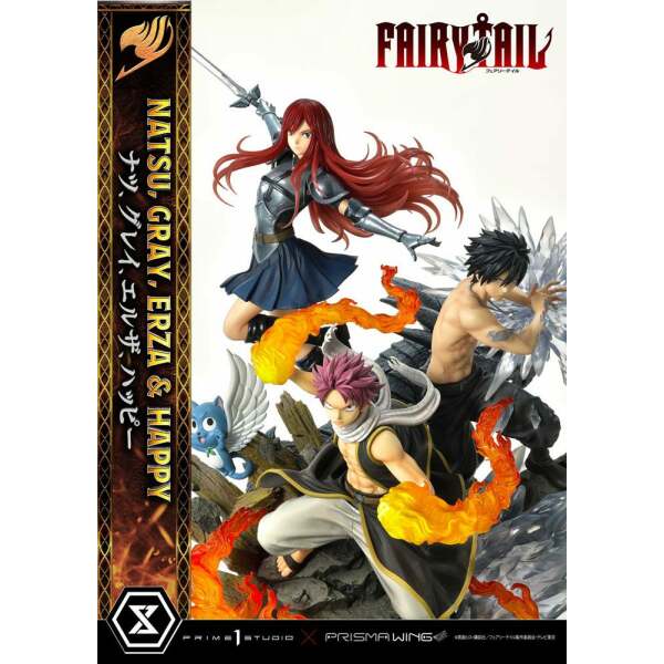 Estatua Natsu Gray Erza Happy Deluxe Version Fairy Tail PVC 1/7 57 cm - Collector4u.com