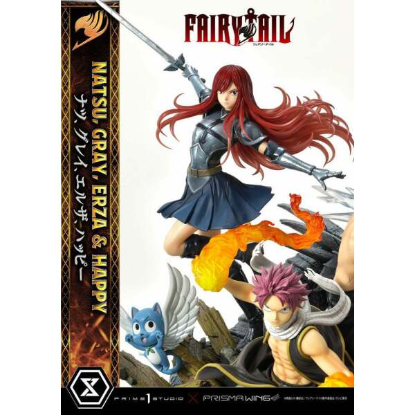 Estatua Natsu Gray Erza Happy Deluxe Version Fairy Tail PVC 1/7 57 cm - Collector4u.com