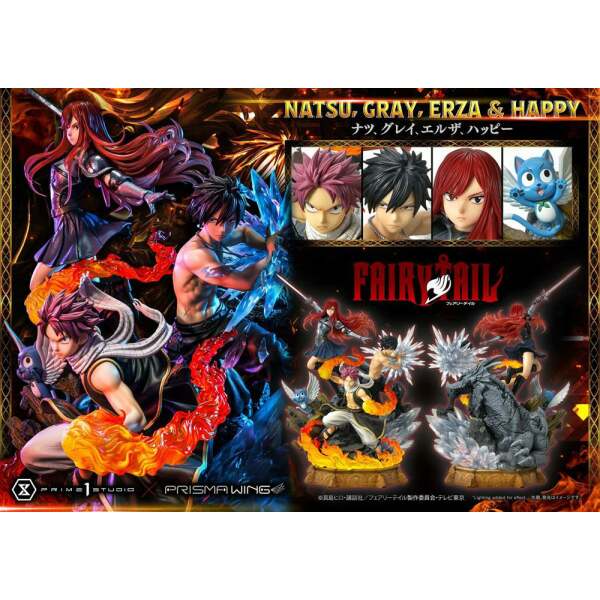 Estatua Natsu Gray Erza Happy Fairy Tail PVC 1/7 57 cm - Collector4u.com