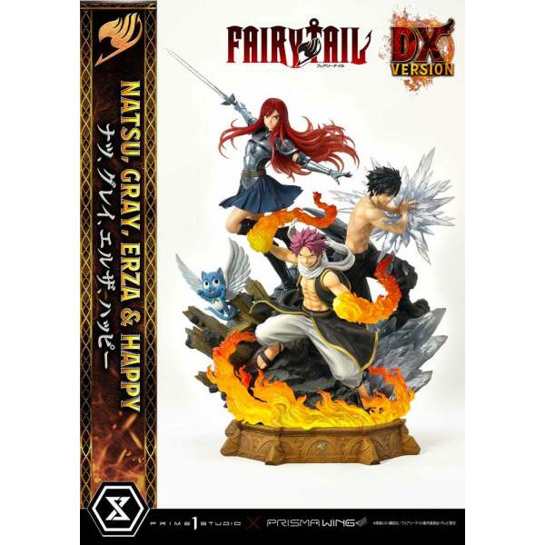 Estatua Natsu Gray Erza Happy Deluxe Version Fairy Tail PVC 1/7 57 cm