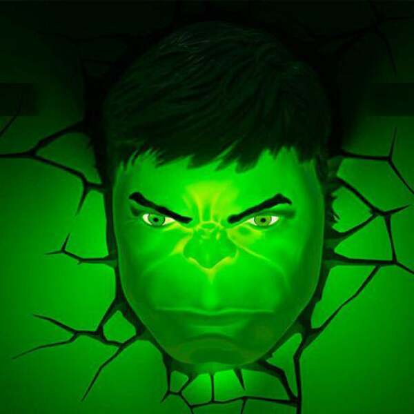 Lámpara 3D LED Hulk Face 3D Marvel Comics - Collector4u.com