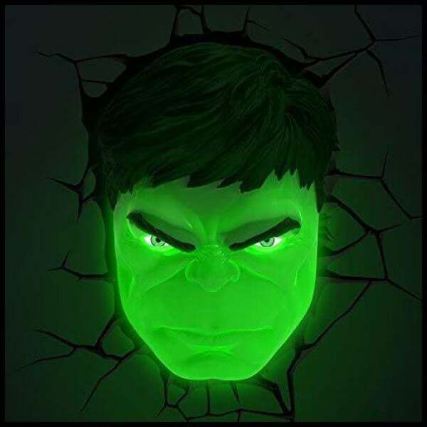 Lámpara 3D LED Hulk Face 3D Marvel Comics - Collector4u.com