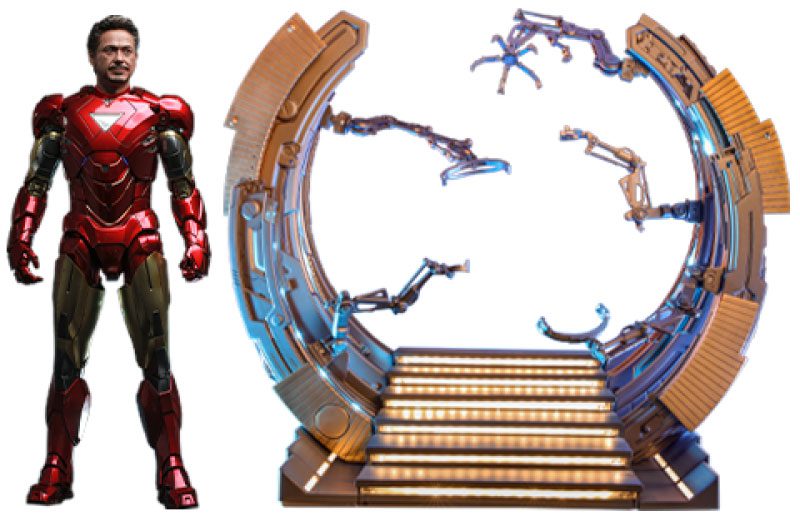 Marvel Los Vengadores Figura Movie Masterpiece Diecast 1/6 Iron Man Mark VI (2.0) with Suit-Up Gantry 32 cm