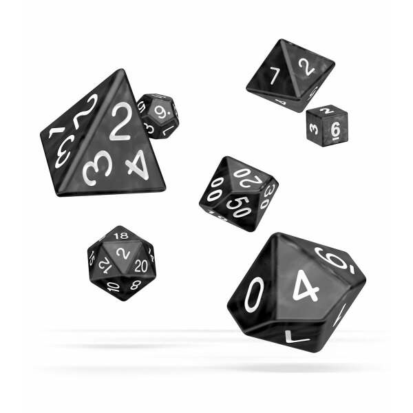 Oakie Doakie Dice Dados RPG-Set Marble - Negro (7) - Collector4U