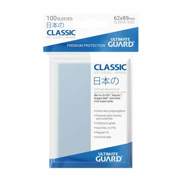 Ultimate Guard Classic Soft Sleeves Fundas de Cartas Tamaño Japonés Transparente (100) - Collector4U