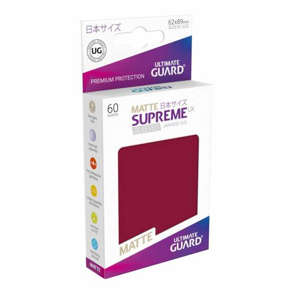 Ultimate Guard Supreme UX Sleeves Fundas de Cartas Tamaño Japonés Borgoña Mate (60) - Collector4U