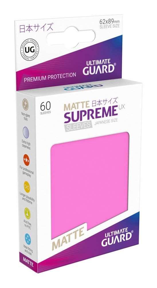 Ultimate Guard Supreme UX Sleeves Fundas de Cartas Tamaño Japonés Fucsia Mate (60)