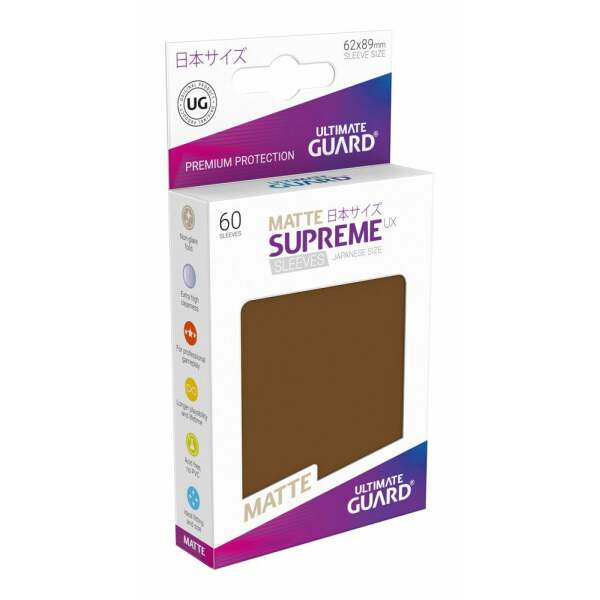 Ultimate Guard Supreme UX Sleeves Fundas de Cartas Tamaño Japonés Marrón Mate (60) - Collector4U