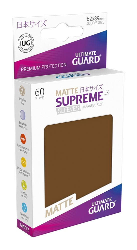 Ultimate Guard Supreme UX Sleeves Fundas de Cartas Tamaño Japonés Marrón Mate (60)