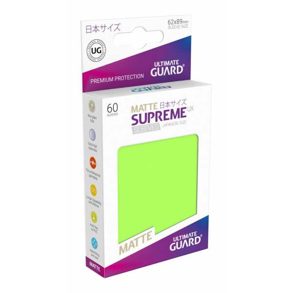 Ultimate Guard Supreme UX Sleeves Fundas de Cartas Tamaño Japonés Verde Claro Mate (60) - Collector4U