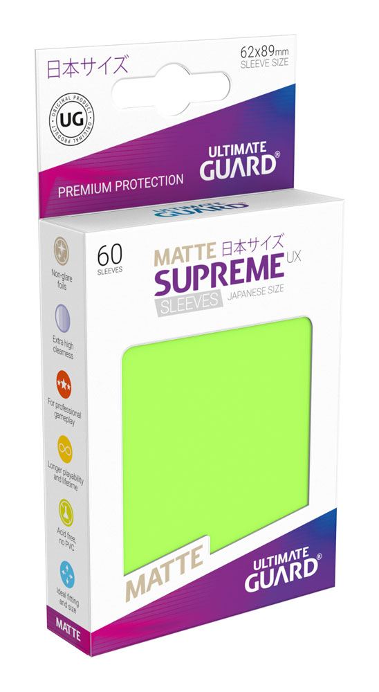 Ultimate Guard Supreme UX Sleeves Fundas de Cartas Tamaño Japonés Verde Claro Mate (60)