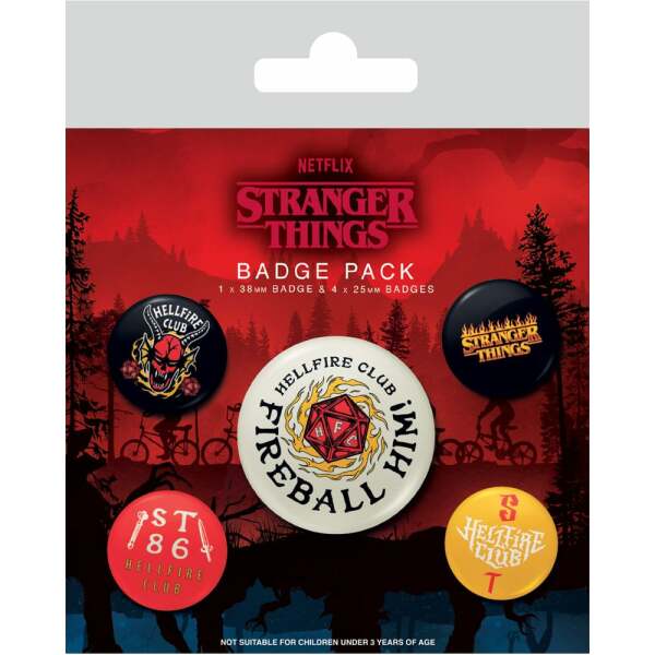 Stranger Things 4 Pack 5 Chapas Hellfire Club