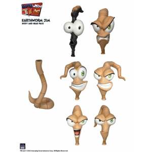 Earthworm Jim Accesorios Wave 1: Worm Body & Jim Heads Accessory Pack