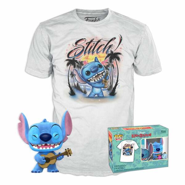 Lilo & Stitch POP! & Tee Set de Minifigura y Camiseta Ukelele Stitch (FL) talla XL