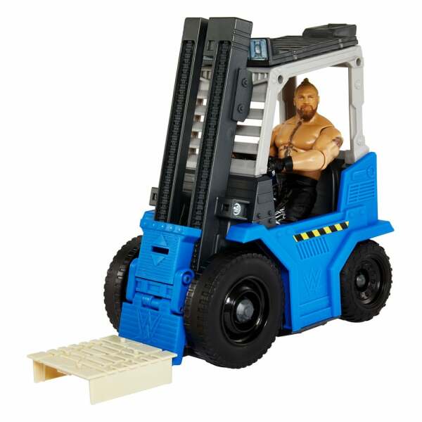 WWE Wrekkin’ Vehículo Slam ‘N Stack Carretilla elevadora con Figura Brock Lesnar 15 cm