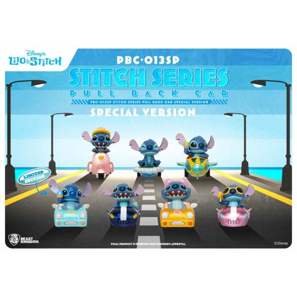 Lilo & Stitch Pull Back Car Series Pack de 6 Coches de Cuerda Blind Box Special Edition