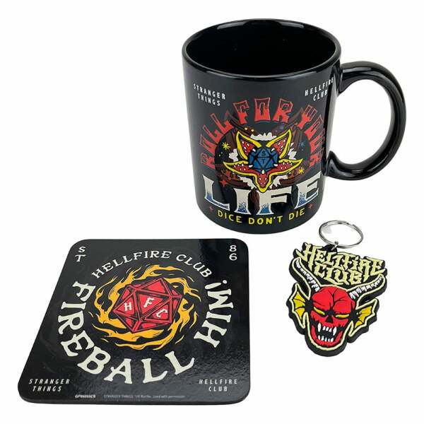 Stranger Things Juego de taza, posavasos y llavero Hellfire