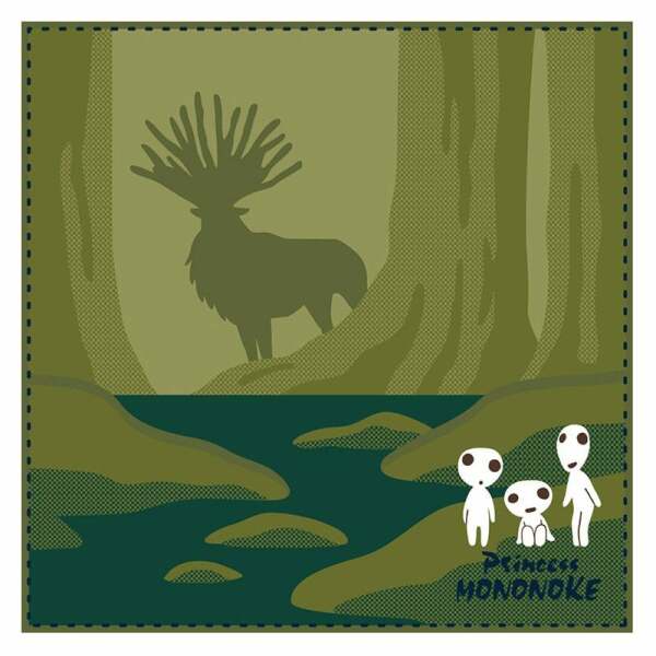 Studio Ghibli Mini Toalla Expositor La princesa Mononoke Shadow of the Deer God 25 x 25 cm