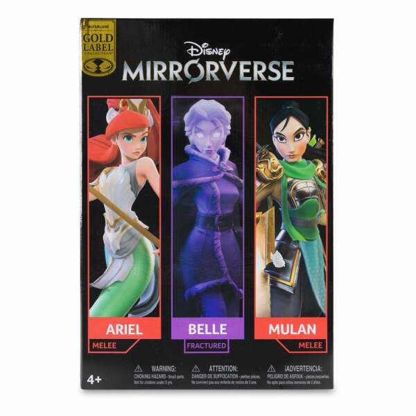 Disney Mirrorverse Figuras Princess Pack Mulan, Belle (Fractured) & Arielle (Gold Label) 13 – 18 cm