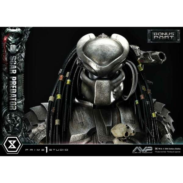 The Alien vs. Predator Estatua Museum Masterline Series 1/3 Scar Predator Deluxe Bonus Version 93 cm